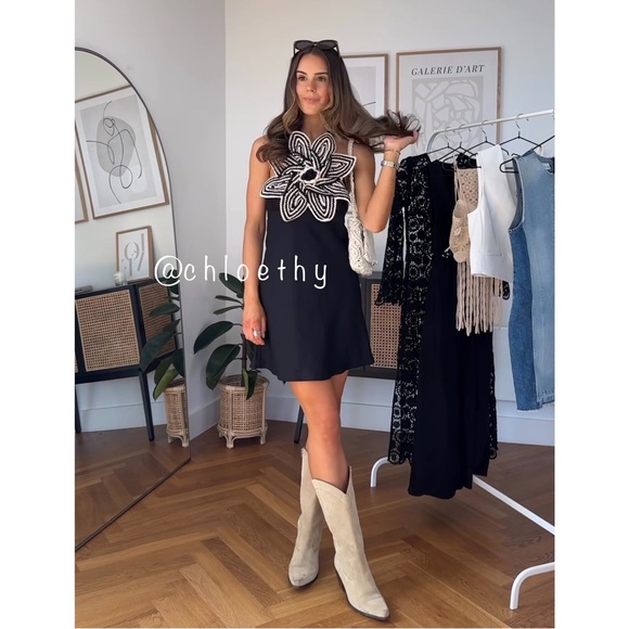 Zara FLOWER CROCHET KNIT DRESS - Picture 11 of 12